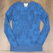 FUZZI Jean Paul Gaultier Blue Mesh Lace Polyamide Long Sleeve Shirt Sz Small