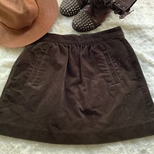 Y2K J Crew black label dark brown corduroy mini boxy pleated skirt sz. 2 preppy