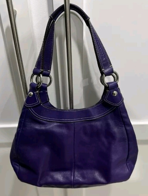 COACH Lynn Soho Hobo Shoulder Handbag Purple Leather w