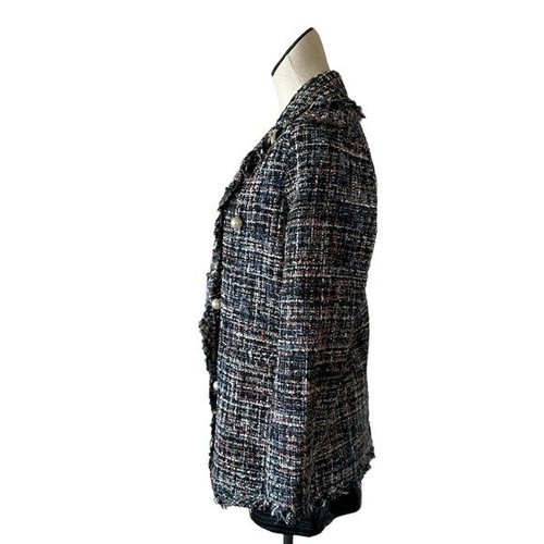 NWT FRESH TWIST TWEEDGLITTER THREAD MULTICOLOR PEARL BUTTON BLAZER JACKET MEDIUM - Picture 2 of 5