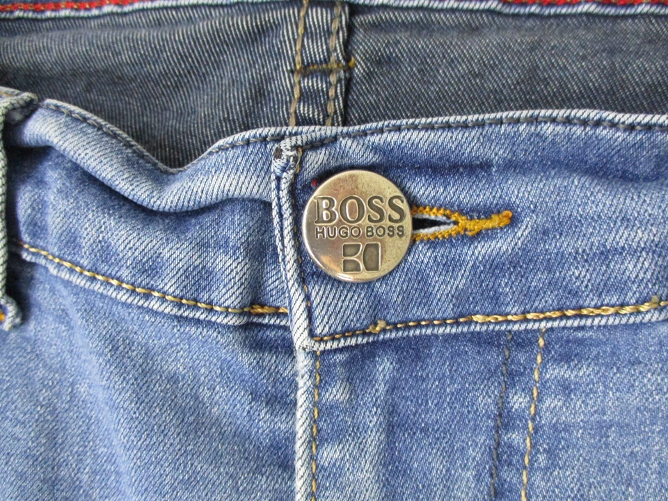Мужские джинсы Hugo Boss 40 синие прямые брюки Boss оранжевые повседневные для взрослых 40x32* - Изображение 4 из 4