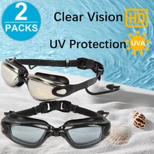 Adult Swim Goggles Anti-Fog UV Protection Swimming Glasses HD Clear +Ear Plug