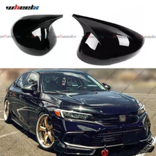 M HORN STYLE GLOSS BLACK SIDE MIRROR COVER CAPS FOR 2022-2025 HONDA CIVIC PAIR