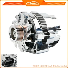 Left Mount Serpentine 1 Wire 130 Amp High Output Chrome Alternator For Chevy GM
