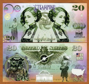 Steampunk USA, 20 Dollars, Fantasy Polymer, 2024 Imaginative