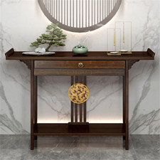 Console Table Chinese Style Hallway Table Shelf Storage Furniture Rustic Brown