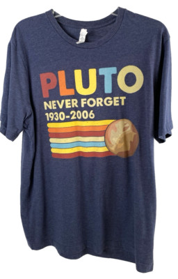 Canvas women's blue short sleeve tee ''PLUTO NEVER FORGET 1930-2006'' XL