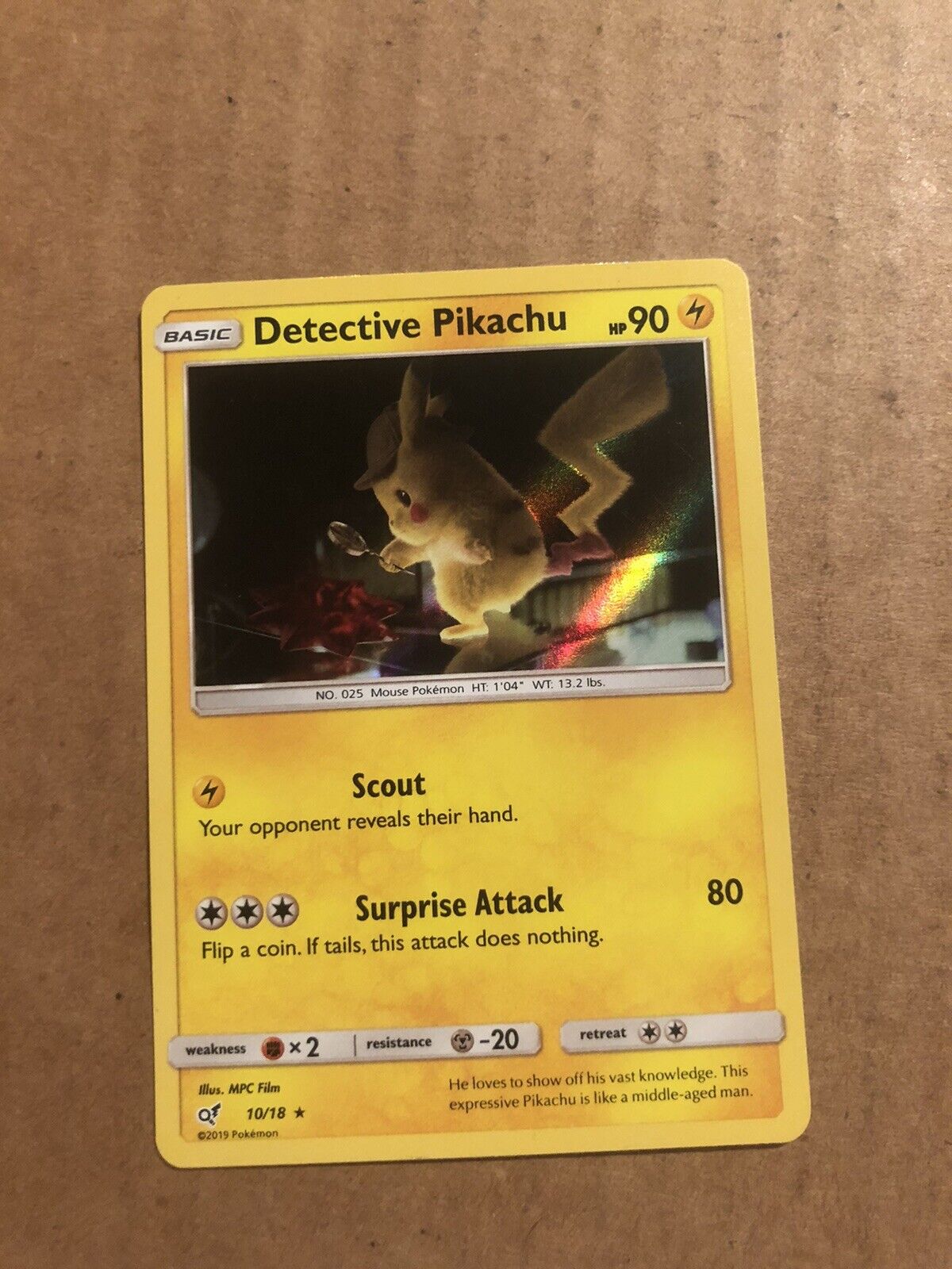 Detective Pikachu HOLO RARE 10/18 SM SHINY Pokemon Card TCG NM 2019