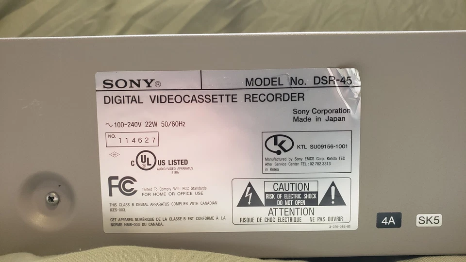 Grabadora de video digital Sony DSR-45 DVCAM MiniDV NTSC Foto 4 de 4