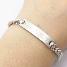 925 Sterling Silver Vintage Forstner ID Cuban Link Bracelet 7.25"