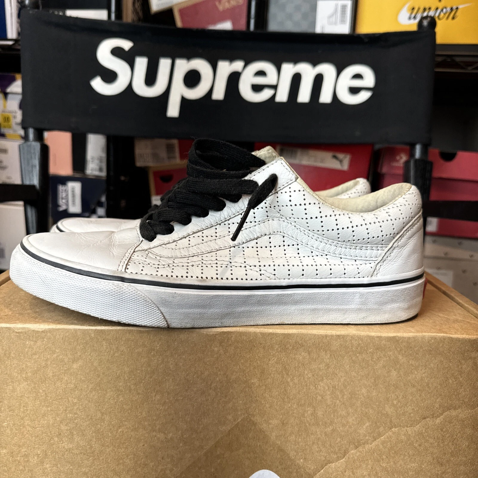Supreme Vans Cuir Blanc 9,5