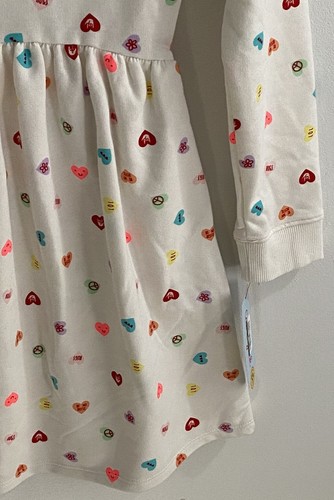 Cat & Jack - Girls Dress Size M(8)Cream With Multicolor Conversation Hearts New - Picture 3 of 5