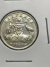 Australian 1943D SIXPENCE UNC +