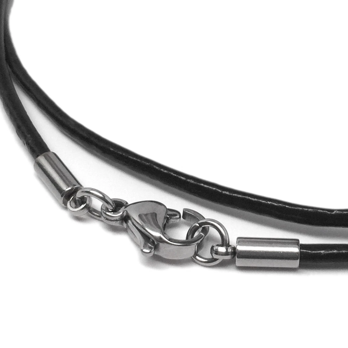 2mm Leather Necklace Cord Stainless Steel Lobster Clasp Mens Womens Brown  Black