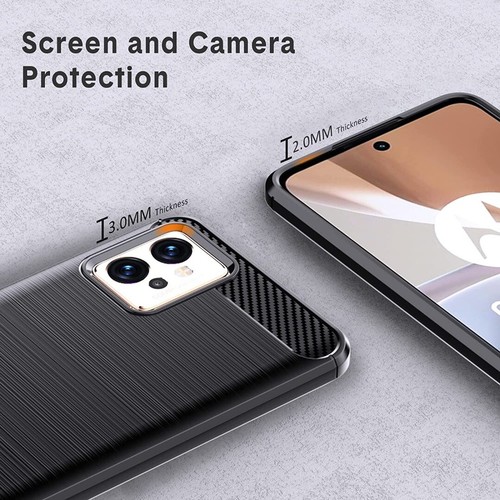 For Motorola Moto G32 Case Silicone Carbon Fibre Phone Cover + Screen Protector - 第 10/21 張圖片