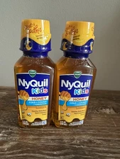2 Vicks NyQuil Kids Honey Cold Cough Congestion Liquid Medicine 8oz Alcohol Free