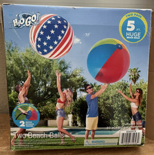 H2O Go! Jumbo 5 Foot Huge 60" Inflatable Beach Balls Set of 2 Balls - NEW!