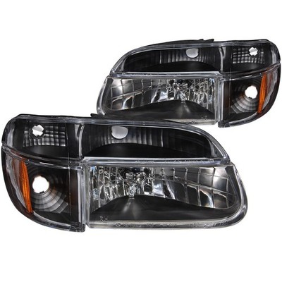 Four Piece Headlight Set Fits Alfa Seeya 2003-2007 Lamps With Black Housing