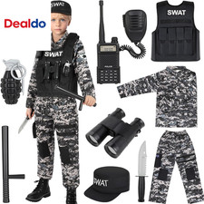 SWAT Police Costume for Kids, Kids Police Costume for Boys with SWAT Vest, Hallo