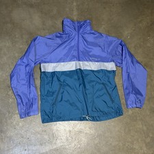 Vintage Adidas Trefoil Windbreaker Jacket Stowaway Hood Men's M Blue/Green