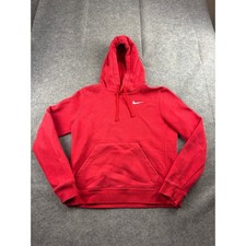 Nike Sportswear Essential Hoodie Red Fleece Pullover Swoosh Womens Small