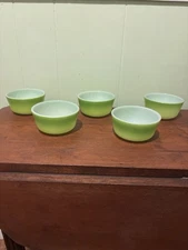Anchor Hocking Fire King Ombré Green Ramekins: Set Of 5