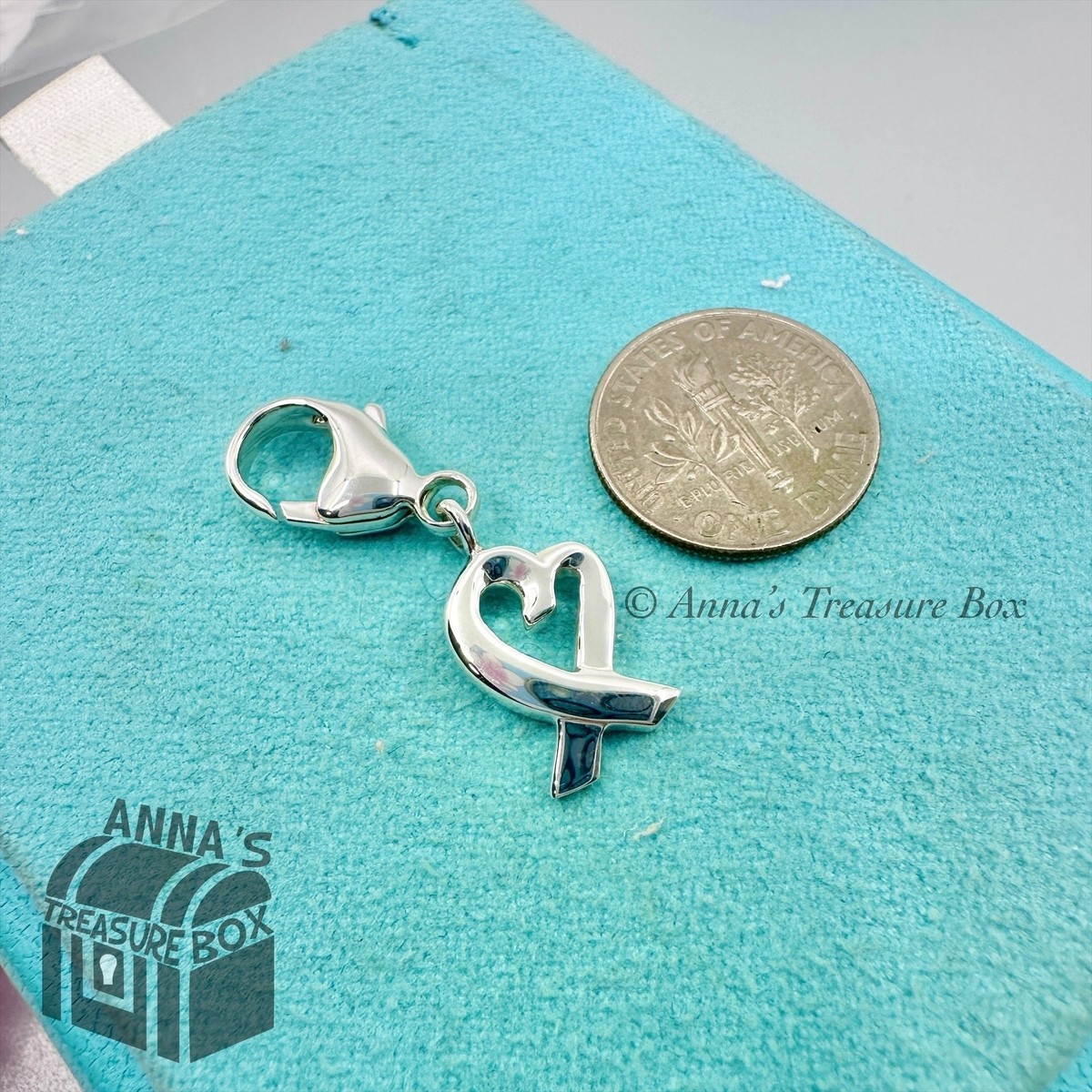Tiffany & Co. 925 Silver Loving Heart Lobster Clasp Charm Picasso