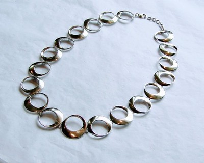 Halskette Sterling Silber 925 schräge Kreise Collier von Laurel (F8KV)