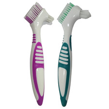 2-Pack Denture Cleaning Brush Set- Hygiene Cleaner Green and Purple