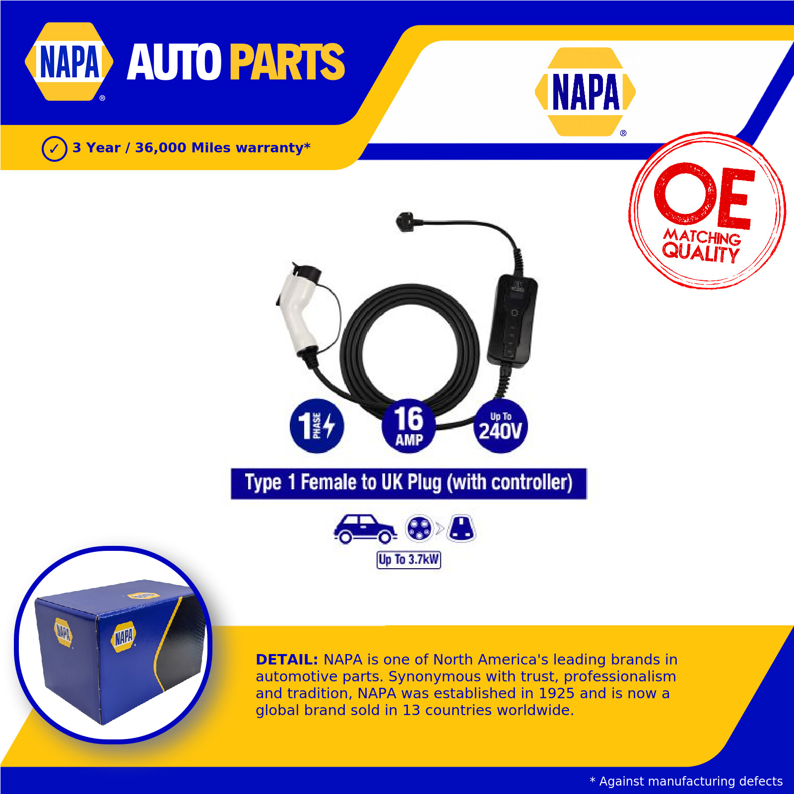 Cable de carga tipo 1 5M 16 A 3,7 kW 5 pines EV PHEV enchufe doméstico Reino Unido con bolsa nuevo