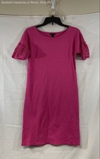 Talbots Women's Pink Cotton Eyelet Ruffle Sleeve Sheath Dress Sz XS