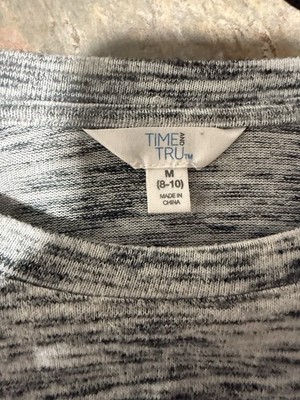 Time And Tru Women's Knit Twist Front Striped Pullover Sweater Gray M (8-10)