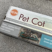 K&H Pet Cot Elevated Bed Large Navy Blue 40x30x7 New With Coolin Cover