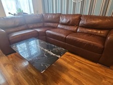 Dark Brown Leather Corner Sofa From SCS
