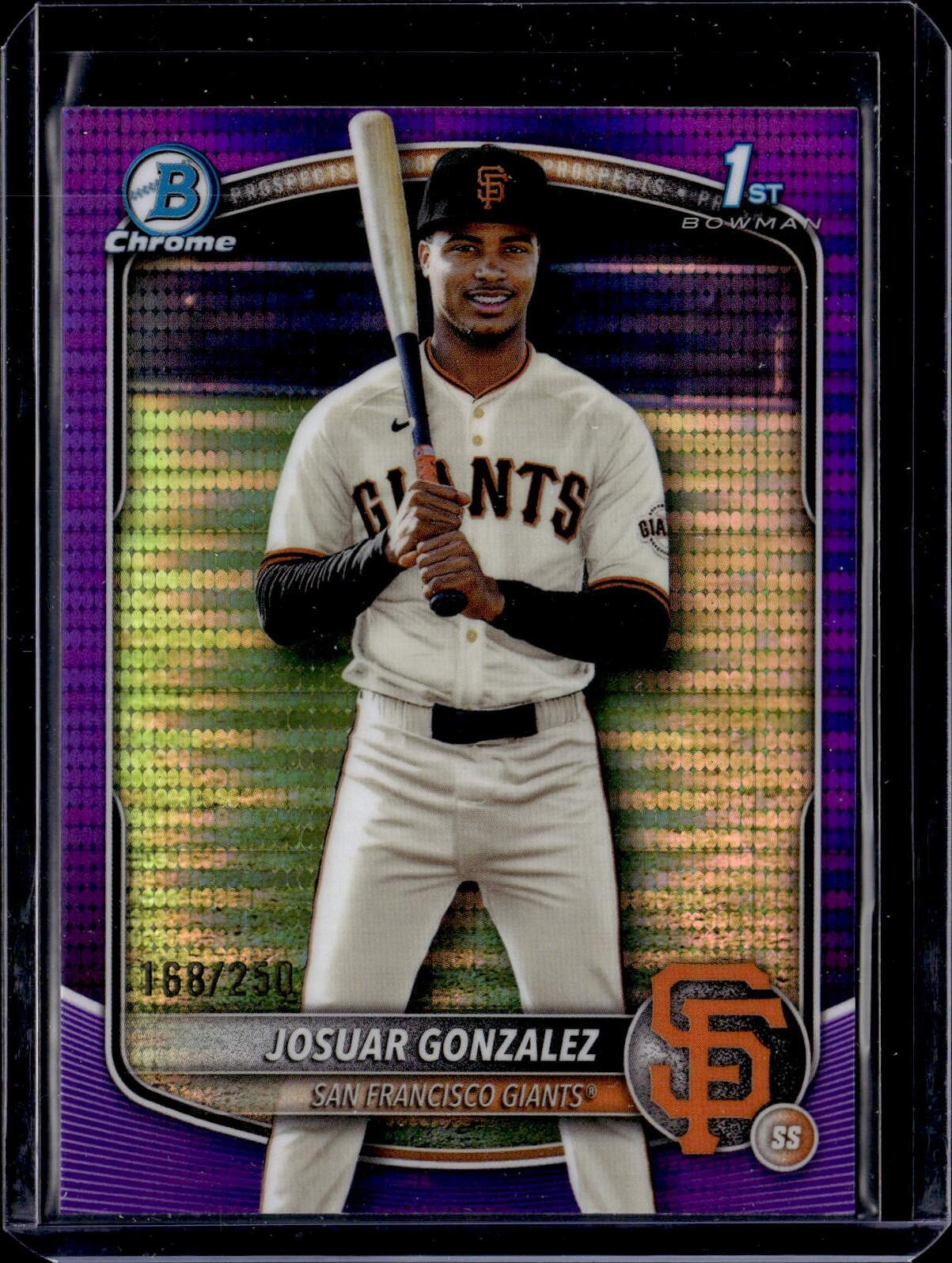 2025 Bowman Chrome #BCP-153 Josuar Gonzalez Prospects Purple Pulsar #/250
