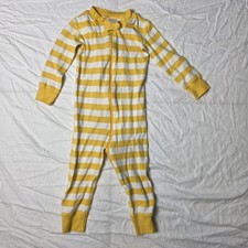 Hanna Andersson Striped Pajamas One Piece Zip 80 18-24 Mo Yellow white