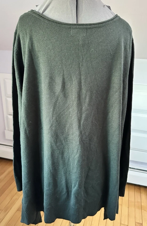 Jacklyn Smith  size XXL woman green acrylic long sleeve tunic top - Image 2 of 4