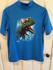 BOYS SIZE L 14-16 RASH GUARD LANDS END SWIM SHIRT UV PROTECTION NIB BLUE COLOR