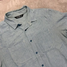 Arcteryx Shirt Mens Large Blue Veilance Linen  Striped Short Sleeve Button Down