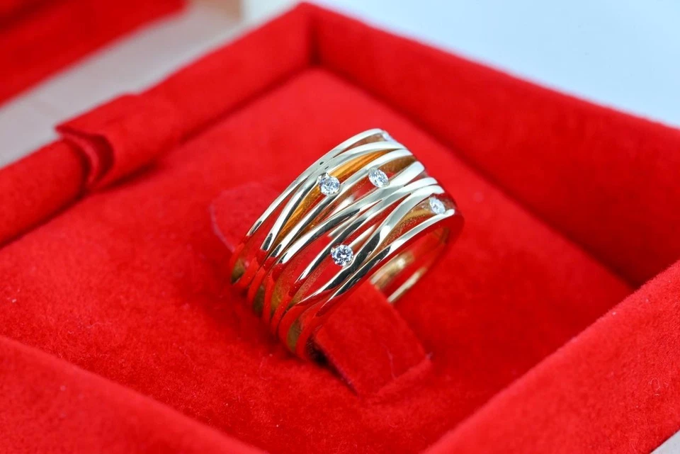 Anillo Omega oro 18ct damas talla J/49 con 6 diamantes - listo para usar Foto 4 de 4