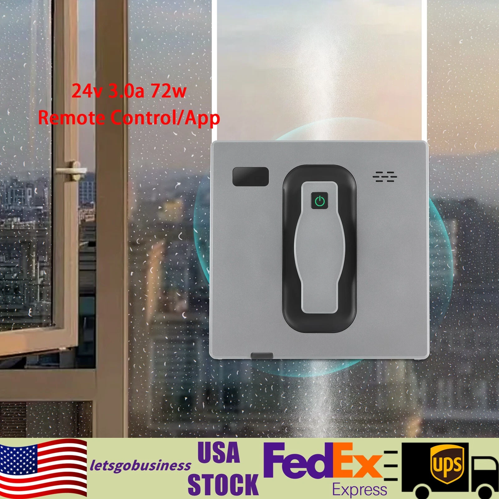 Cleaner Robot Automatic Window Vacuum Cleaner w/ Manual/Auto Water Spray Remote