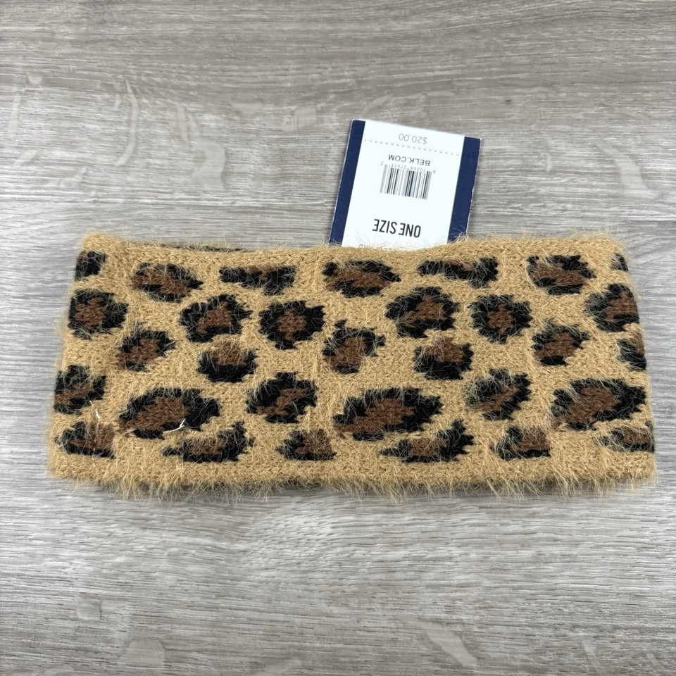 Diadema suave de invierno Crown & Ivy para mujer cálida leopardo animal guepardo Foto 2 de 4