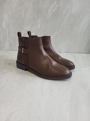 M&S Insolia braune Kunstleder Stiefeletten Kroko-Optik & Schnallendetail Größe 5.PD