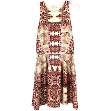 Vintage Y2K Mossimo Fit and Flare Short Mini Dress Boho Geometric Womens Medium