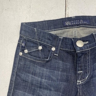 Rock & Republic Kassandra Bootcut Jeans Womens 25 Blue Dark Wash