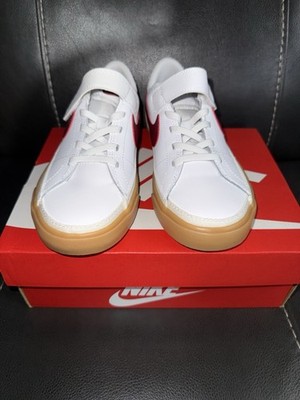 Nike Court Legacy (PSV) Kids Leather Shoes Size 2Y White-Team Red DA5381 132...