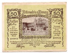 1920 Austria Durnstein Notgeld 50 Heller Note (3463)