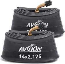 2 Pcs 14x2.125 E-Bike Tubes with Angled Schrader Valve Stem 14x2.125, Black