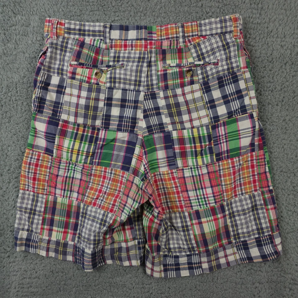 Pantalones Cortos Polo Ralph Lauren De Colección Para Hombres 35 Rojo Azul Madrás Patchwork Cuadros Años 90 Foto 2 de 4