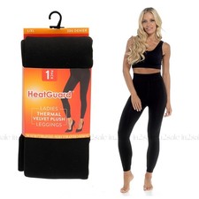 HEAT GUARD LADIES THERMAL VELVET PLUSH BLACK LEGGINGS 200 DENIER
